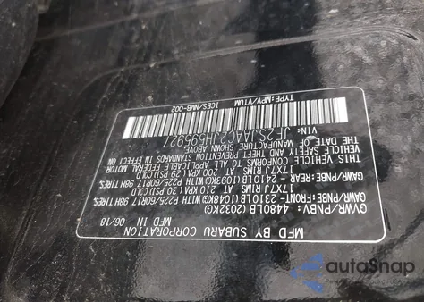 2018 Subaru Forester 2.5I from USA, damaged, VIN JF2SJAAC2JH595927